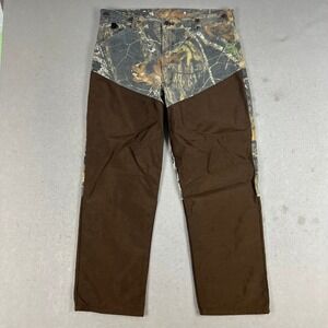Wolf Mountain Mens Camo Brush Pants Brown Reinforced Hunting Workwear 38x30